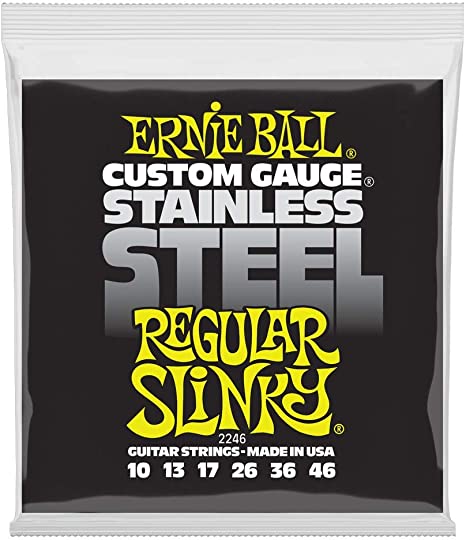 Ernie Ball Regular Slinky Stainless Steel Electric Guitar Strings, 10-46 Gauge