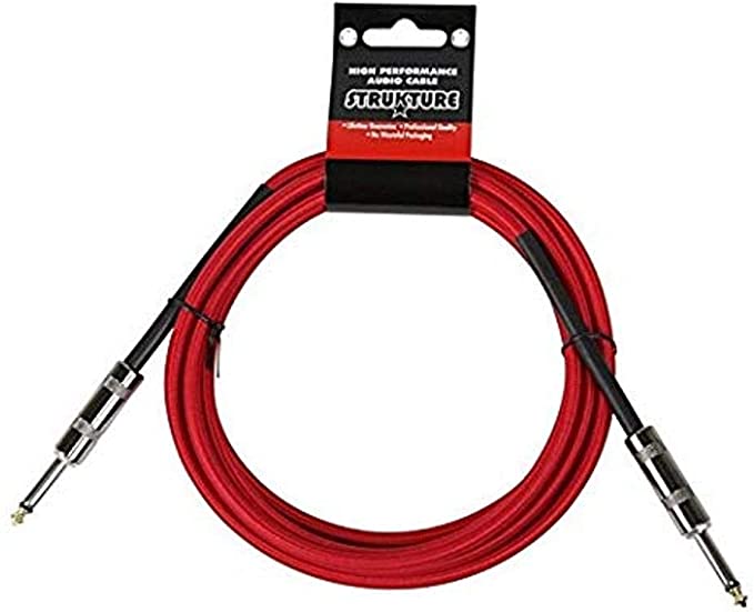 10ft Instrument Cable 6mm Woven - Red