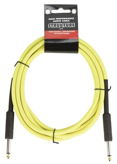 strukture sc10ny 10' instrument cable, 6mm woven, neon yellow