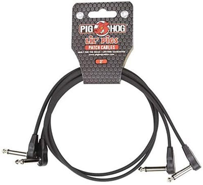 Pig Hog PHLSK2BK Black Low Profile Patch Cables 2 Pack, 2 ft.