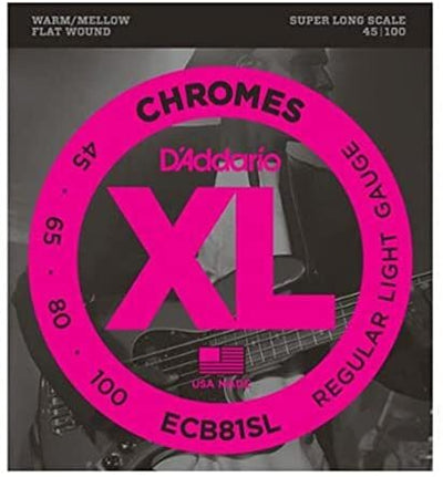 D'Addario ECB81SL Chromes Bass Guitar Strings Light 45-100 Super Long Scale