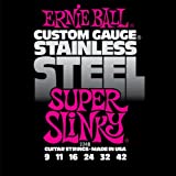 Ernie Ball Super Slinky Stainless Steel Electric Guitar Strings, 9-42 Gauge