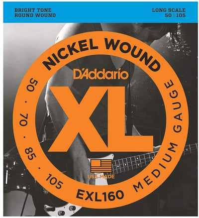 D'Addario EXL160 Nickel Wound Bass Guitar Strings Medium 50-105 Long Scale