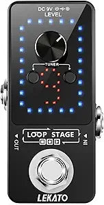 Lekato Guitar Effect Pedal Looper 3 Slot 18 Mins Loop Black