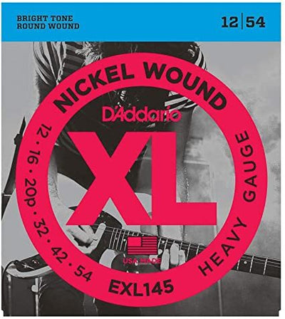 D'Addario EXL145 Nickel Wound Electric Guitar Strings Heavy 12-54 with Plain S...