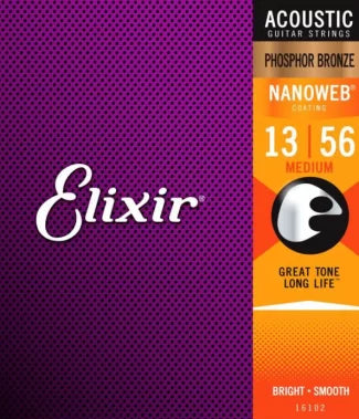 Elixir 16102 Nanoweb Coated Phosphor Bronze Acoustic Medium 13-56