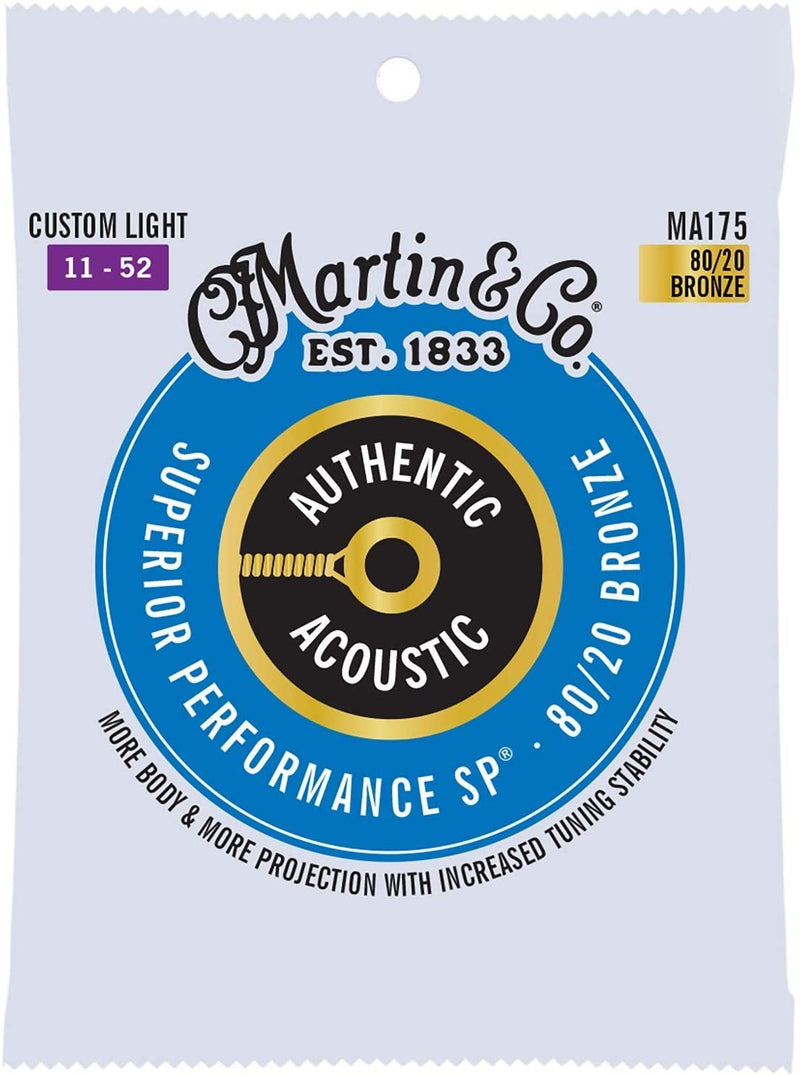 Martin Guitar MA170S Authentic Acoustic Extra-Light-Gauge Marquis Silked Strings, 80/20 Bronze Acoustic Guitar Strings