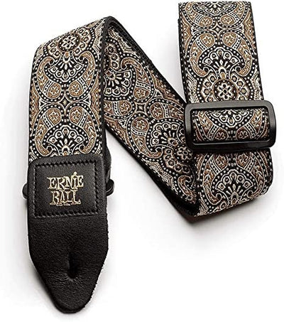 Ernie Ball Jacquard Guitar Strap, Gold & Black Paisley