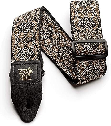 Ernie Ball Jacquard Guitar Strap, Gold & Black Paisley
