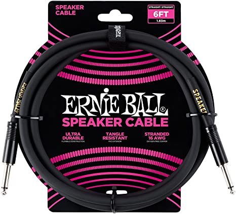 Ernie Ball Speaker Cable, Straight/Straight, 6ft, Black