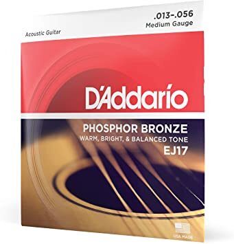 D'Addario EJ17  Phosphor Bronze Acoustic Guitar Strings Medium 13-56