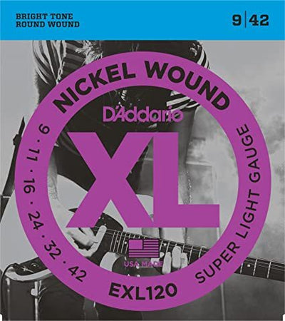 D'Addario EXL120 Nickel Wound Electric Guitar Strings Super Light 9-42