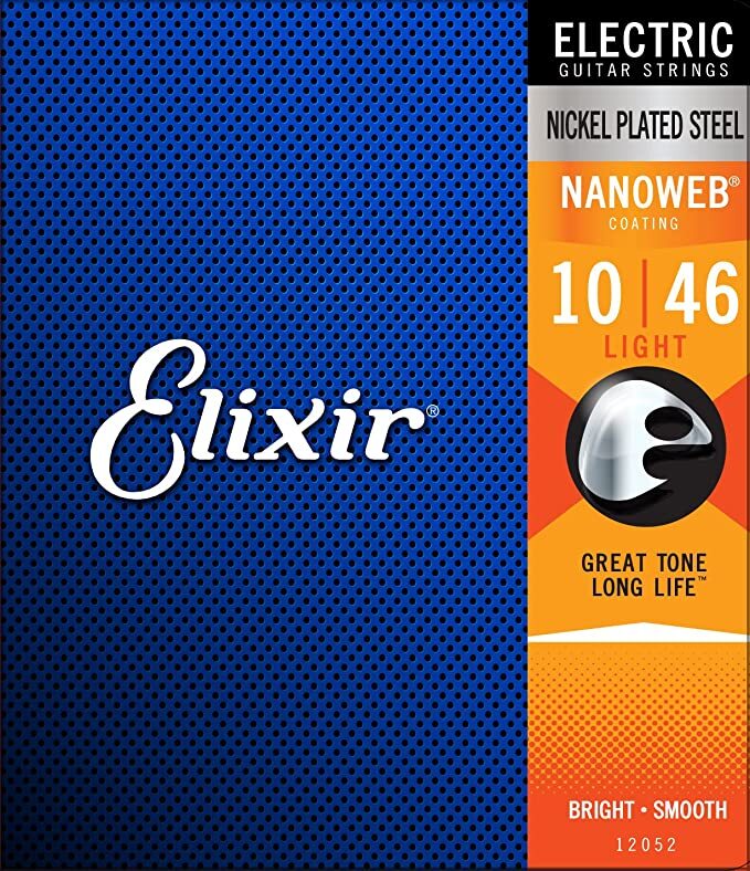 Elixir 12052 Nickel Plated Electric Guitar Strings NANOWEB. Light 10-46