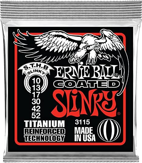 Ernie Ball Skinny Top Heavy Bottom Slinky Coated Titanium Electric Guitar Strings, 10-52 Gauge