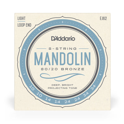 D'Addario EJ62 80/20 Bronze Mandolin Strings, Light, 10-34