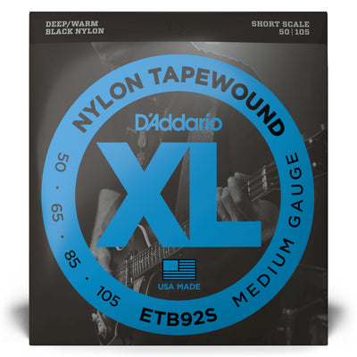 D'Addario ETB92S Tapewound Bass Guitar Strings, Medium, 50-105, Short Scale