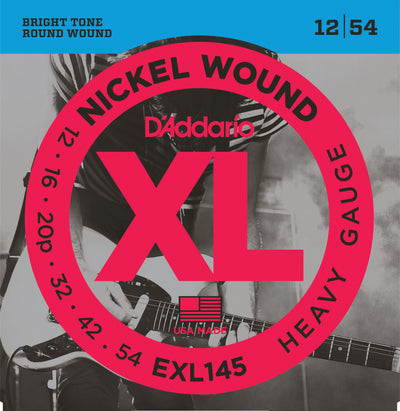 D'Addario EXL145 Nickel Wound Electric Guitar Strings Heavy 12-54 with Plain S...