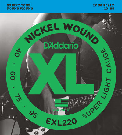 D'Addario EXL220 Nickel Wound Bass Guitar Strings Super Light 40-95 Long Scale
