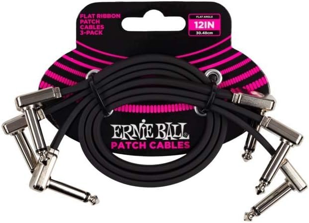 Ernie Ball 12" Flat Ribbon Patch Cable 3-Pack P06222