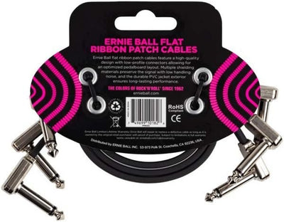 Ernie Ball 12" Flat Ribbon Patch Cable 3-Pack P06222