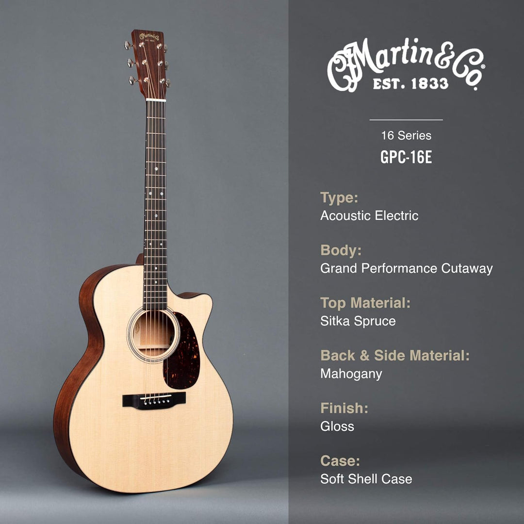 Martin Guitar GPC-16E Mahogany with Gig Bag, Acoustic-Electric Guitar, –  Bros Guitars