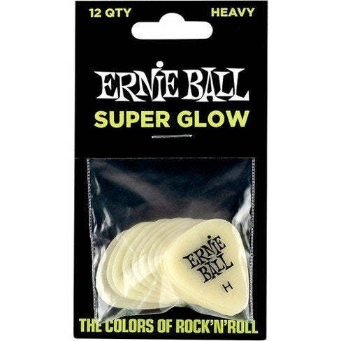 Ernie Ball Super Glow Picks Heavy - Pack Of 12