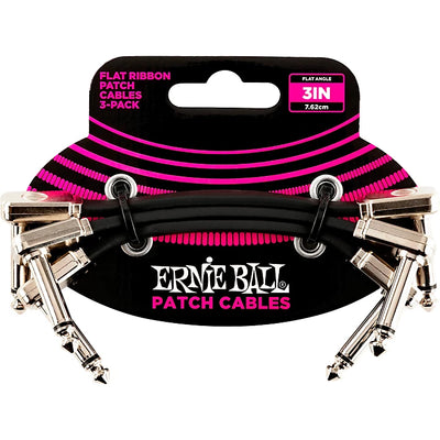 Ernie Ball 3in Flat Ribbon Patch Cable 3-Pack