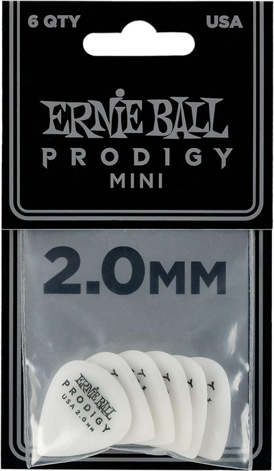 Ernie Ball P09203 Prodigy Guitar Picks, Mini, White 2.0mm, 6-pack