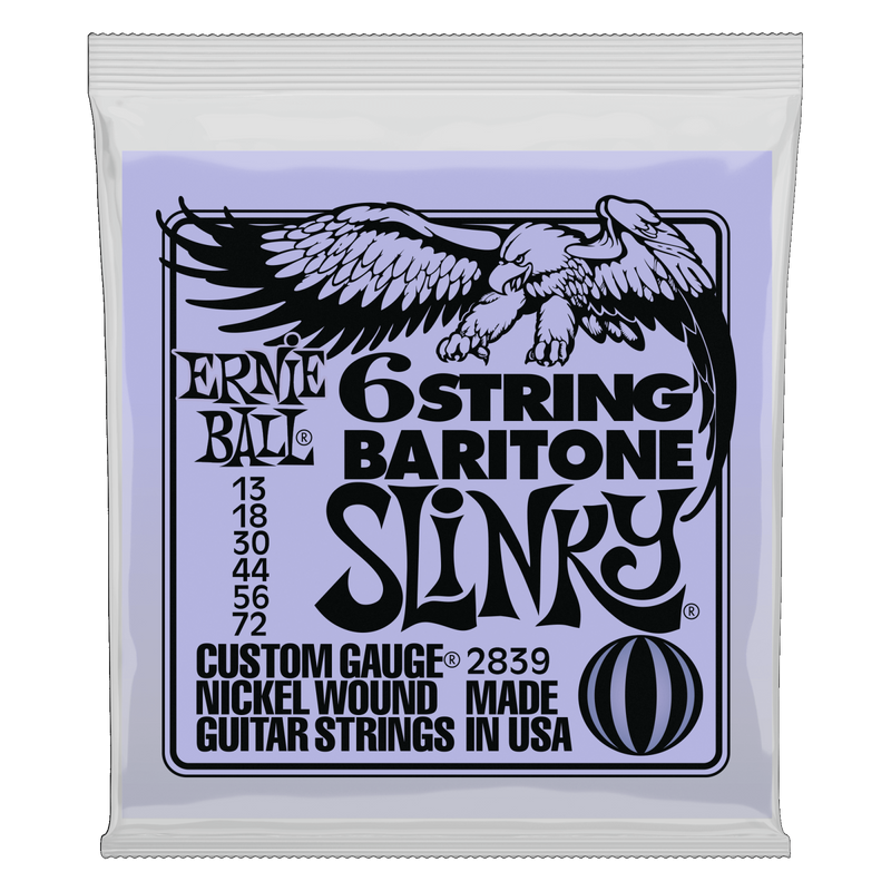 Ernie Ball Slinky 6-String Baritone w/ Small Ball End Baritone Guitar Strings 13-72