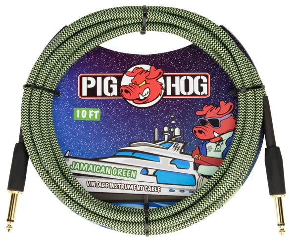 Pig Hog Jamaican Green Instrument Cable, 10FT