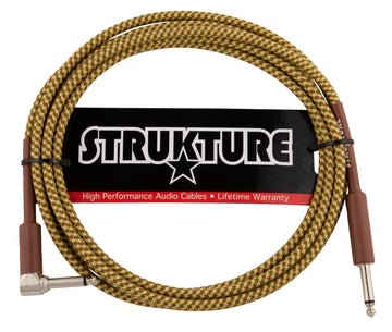 Strukture Instrument Cable - Yellow Tweed, 10 ft Rt Angle