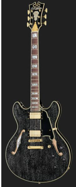 D'Angelico EXCEL DC Series Double Cut Semi-Hollow w/ Stop-Bar Tailpiece Electric Guitar - Black Dog