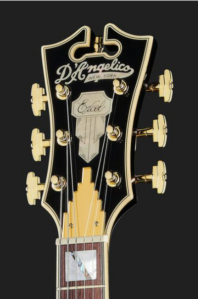 D'Angelico EXCEL DC Series Double Cut Semi-Hollow w/ Stop-Bar Tailpiece Electric Guitar - Black Dog