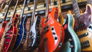 Wall of Vintage and Used at Brothers Guitar Shop