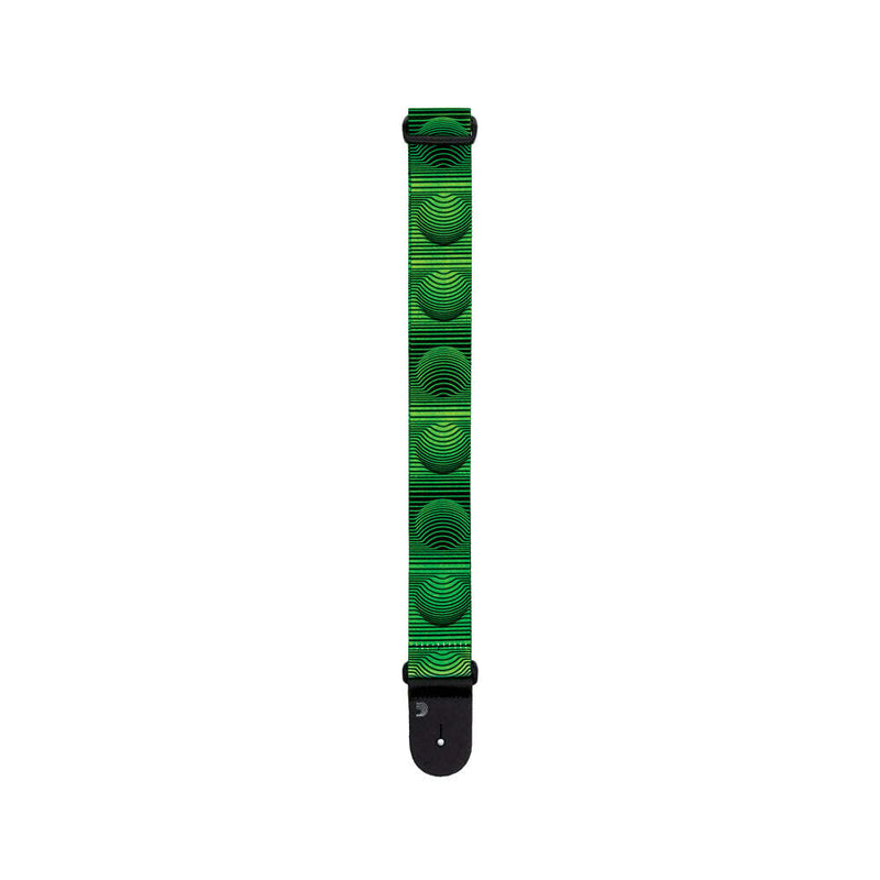 Polyester Guitar Strap Optical Art Green Orbs By D&