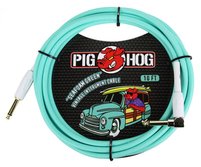 Pig Hog 10' Guitar Cable Seafoam Right Angle PCH10SGR