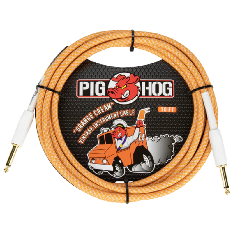 Pig Hog Orange Creme Instrument Cable, 10ft Straight