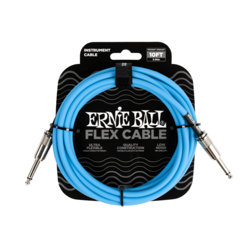 Ernie Ball P06412 Flex Straight/Straight Instrument Cable - Blue - 10ft