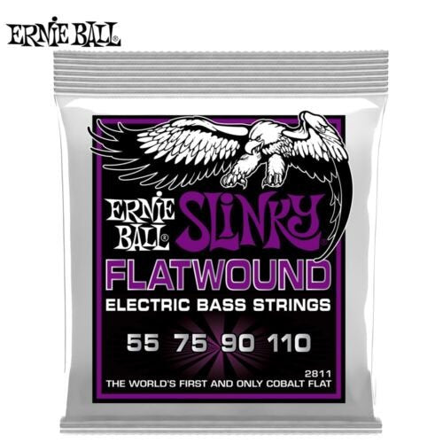 Ernie Ball P02811 Power Slinky Flatwound Bass Guitar Strings, 55-110 Gauge