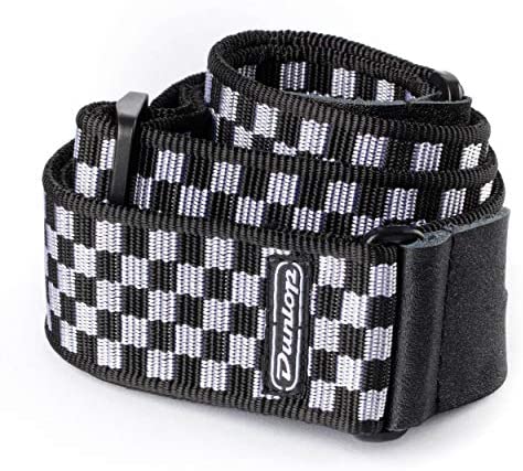 Dunlop Classic Woven Guitar Strap Black And White Check