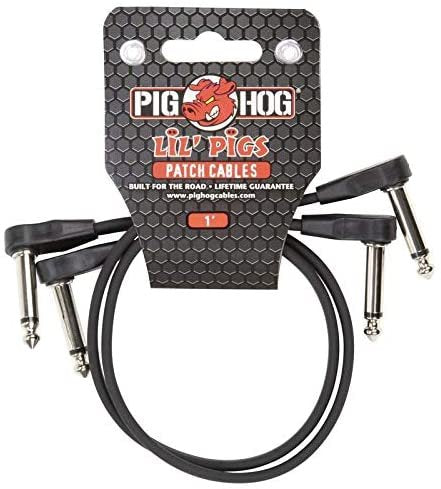 pig hog phlsk1bk black low profile patch cables 2 pack, 1 ft.