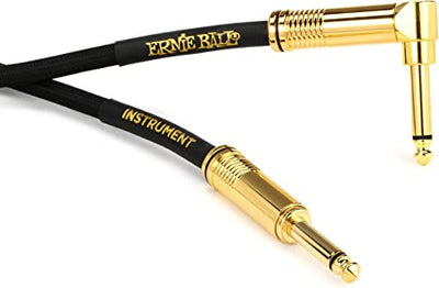 Ernie Ball P06086 Braided Straight to Right Angle Instrument Cable- 18 foot Black