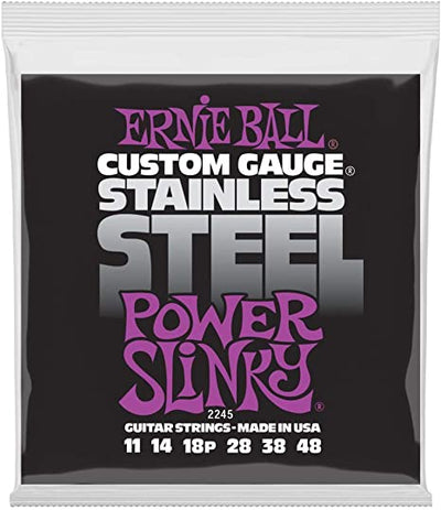 Ernie Ball Power Slinky Stainless Steel Electric Guitar Strings, 11-48 Gauge