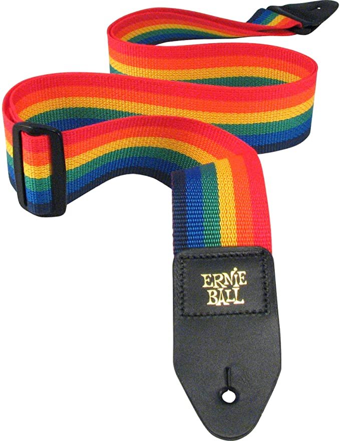 ernie ball polypro guitar strap, rainbow