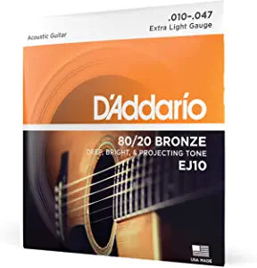 d'addario ej10 80/20 bronze acoustic guitar strings