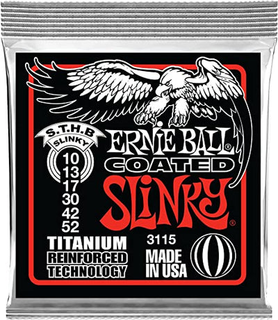 Ernie Ball Skinny Top Heavy Bottom Slinky Coated Titanium Electric Guitar Strings, 10-52 Gauge