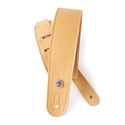 d'addario slim garment leather guitar strap, yellow