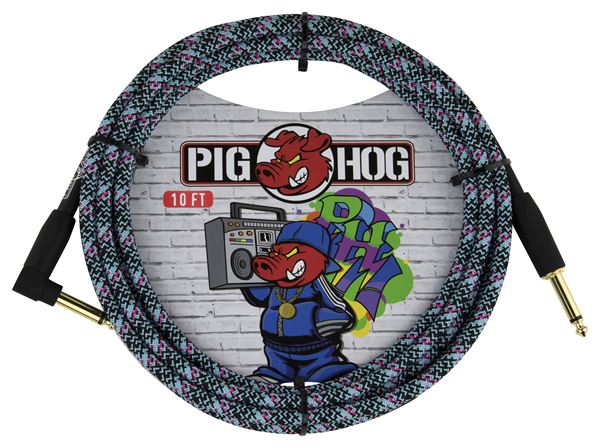 Pig Hog “Graffiti Blue” Instrument Cable, 10ft RA