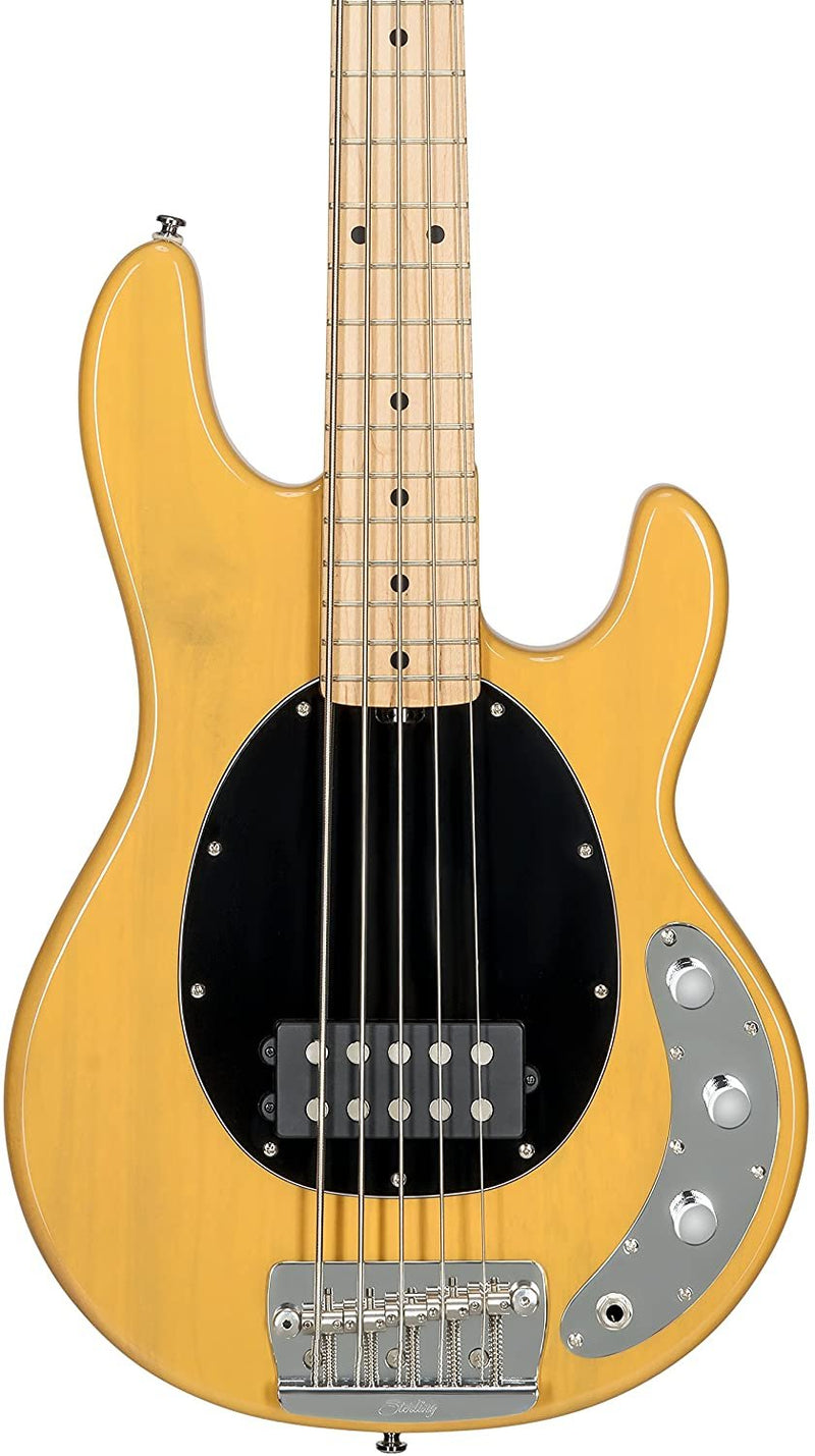 sterling by musicman ray25ca-bsc-m1 stingray5 classic 5-string bass guitar (butterscotch)