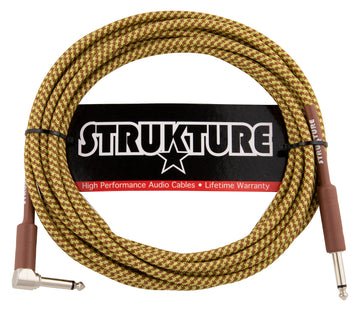 strukture instrument cable - yellow tweed 18.6 ft rt.angle